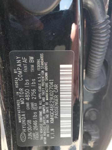 KMHGC46E29U027041 - 2009 HYUNDAI GENESIS 3.8L შავი ფოტო 12