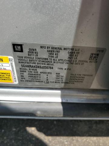 5GAKRAKDXGJ230784 - 2016 BUICK ENCLAVE SILVER photo 13