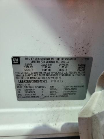 LRBFZRR4XND042720 - 2022 BUICK ENVISION AVENIR WHITE photo 12