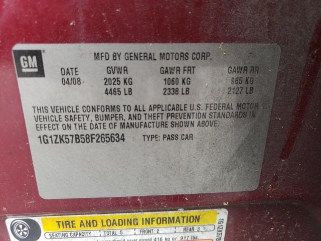 1G1ZK57B58F265634 - 2008 CHEVROLET MALIBU LTZ RED photo 12