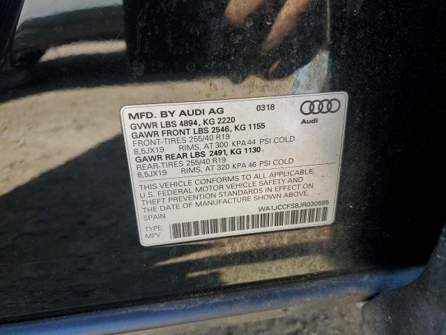 WA1JCCFS8JR030585 - 2018 AUDI Q3 PREMIUM PLUS BLACK photo 13