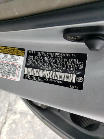 4T1BE46K77U516042 - 2007 TOYOTA CAMRY CE SILVER photo 12