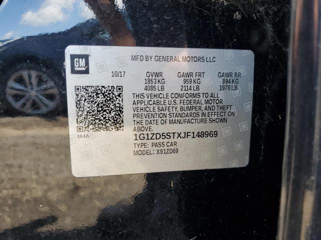 1G1ZD5STXJF148969 - 2018 CHEVROLET MALIBU LT Siyah fotoğraf 12