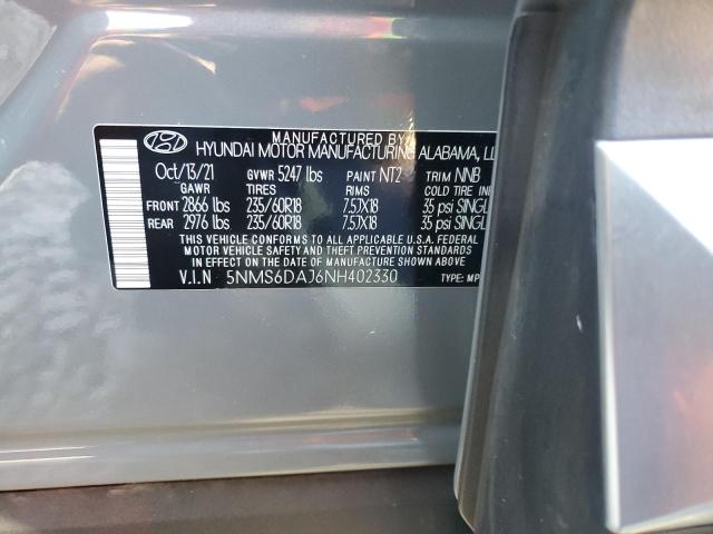 5NMS6DAJ6NH402330 - 2022 HYUNDAI SANTA FE SEL Gri fotoğraf 13
