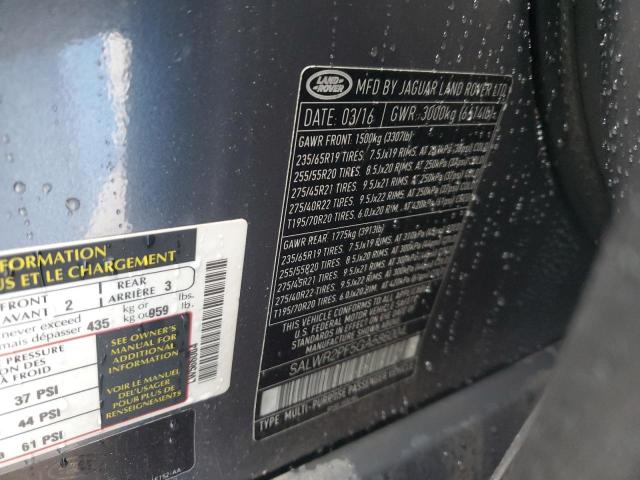 SALWR2PF5GA586004 - 2016 LAND ROVER RANGE ROVE HSE GRAY photo 13