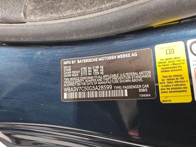 WBA3V7C50G5A28599 - 2016 BMW 428 I SULEV BLUE photo 12