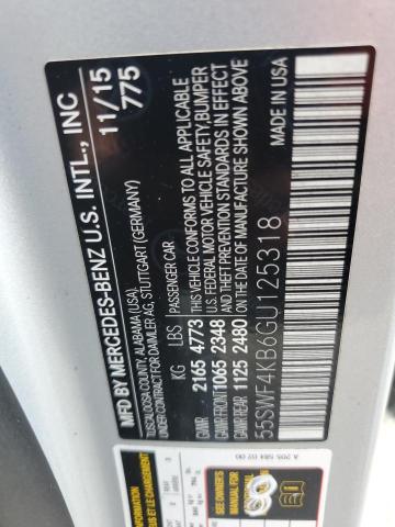 55SWF4KB6GU125318 - 2016 MERCEDES-BENZ C 300 4MATIC SILVER photo 12