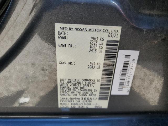 1N4BL4DV9MN366857 - 2021 NISSAN ALTIMA SV CHARCOAL photo 12