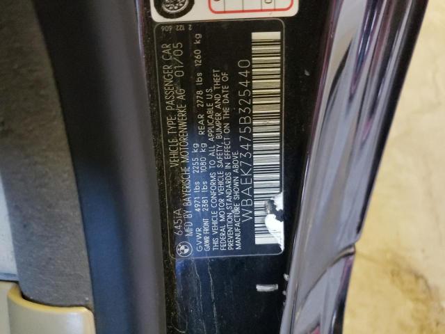 WBAEK73475B325440 - 2005 BMW 645 CI AUTOMATIC BLACK photo 12