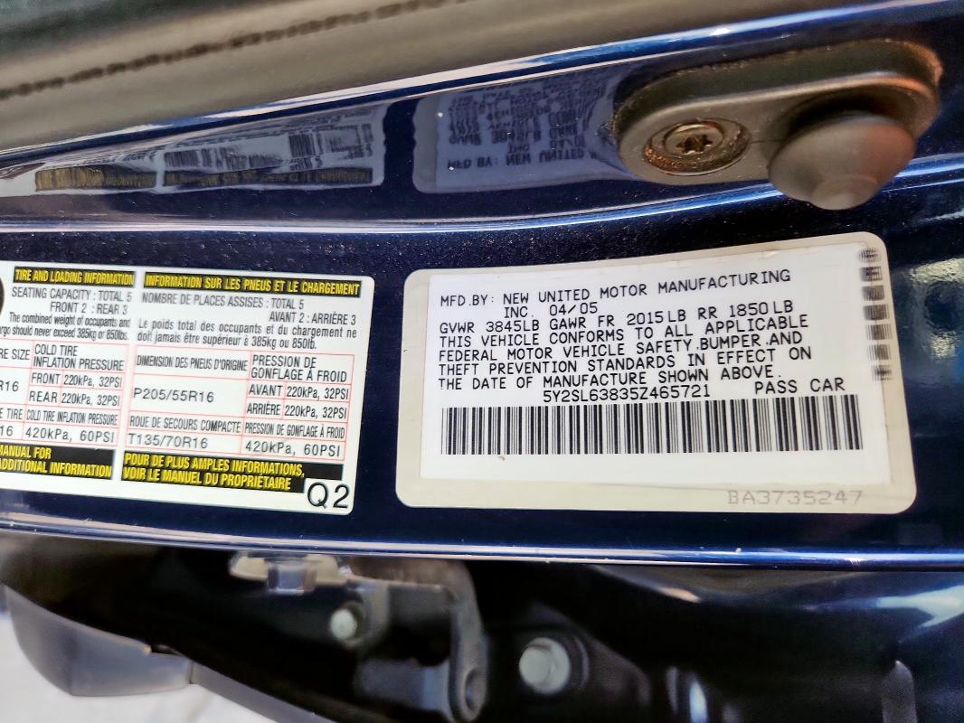 5Y2SL63835Z465721 - 2005 PONTIAC VIBE 蓝色 照片 13