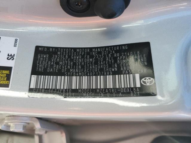 5YFB4MDE4RP137889 - 2024 TOYOTA COROLLA LE Күміс фото 12