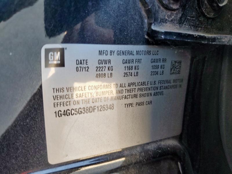 1G4GC5G38DF126348 - 2013 BUICK LACROSSE BLACK photo 12