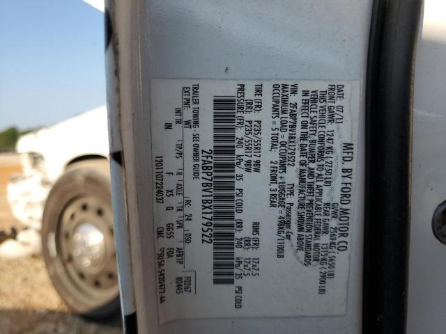 2FABP7BV1BX179522 - 2011 FORD CROWN VICT POLICE INTERCEPTOR WHITE photo 12