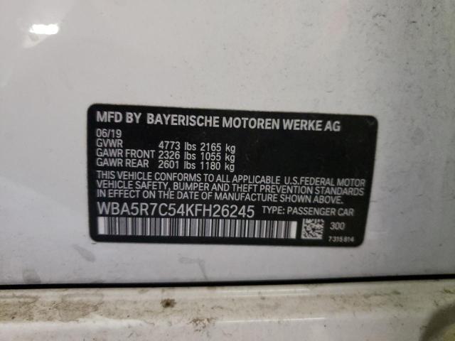 WBA5R7C54KFH26245 - 2019 BMW 330XI WHITE photo 12