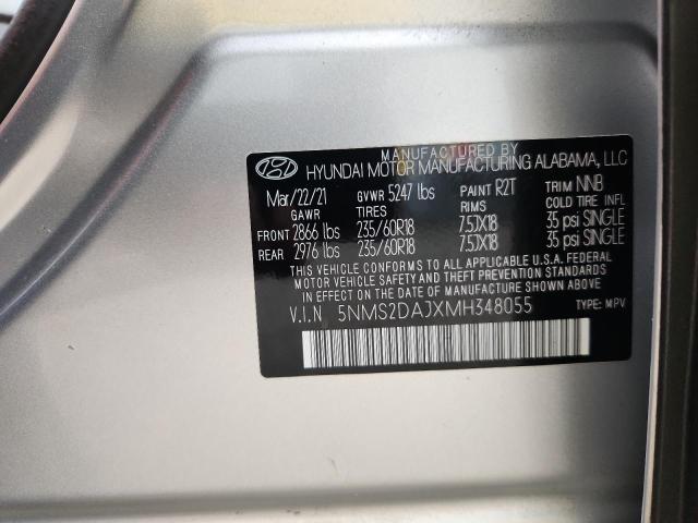 5NMS2DAJXMH348055 - 2021 HYUNDAI SANTA FE SEL Argent photo 12