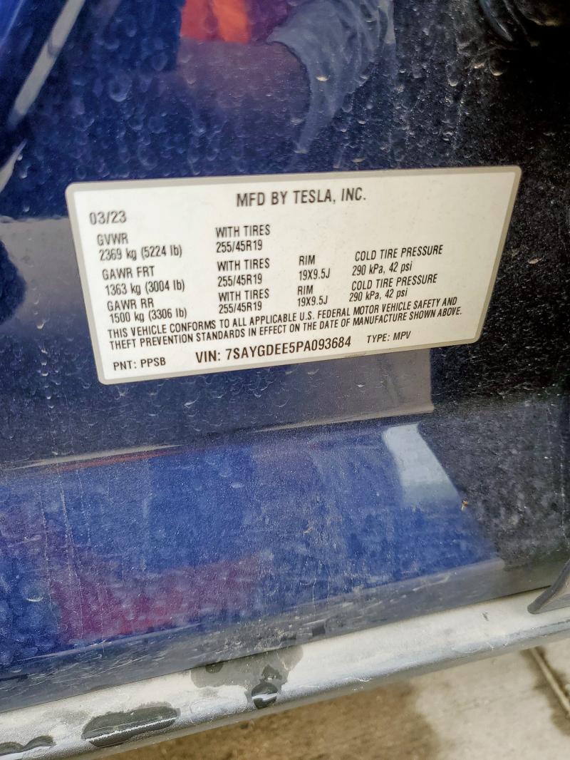 7SAYGDEE5PA093684 - 2023 TESLA MODEL Y Mavi foto 12