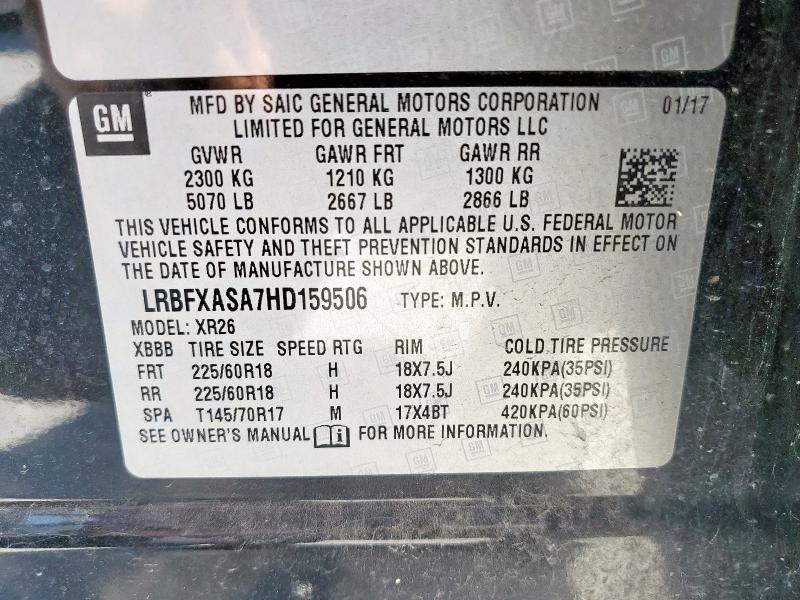 LRBFXASA7HD159506 - 2017 BUICK ENVISION PREFERRED Schwarz Foto 13