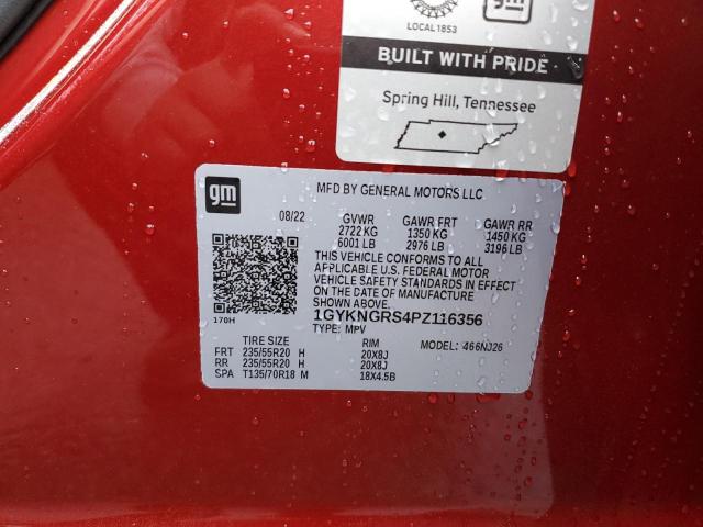 1GYKNGRS4PZ116356 - 2023 CADILLAC XT5 SPORT RED photo 12