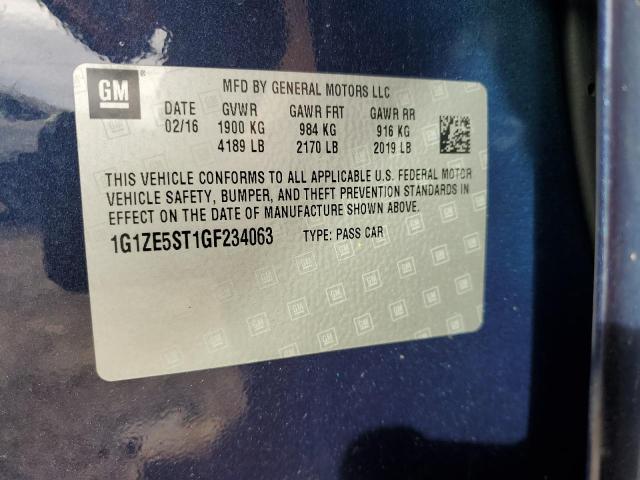 1G1ZE5ST1GF234063 - 2016 CHEVROLET MALIBU LT BLUE photo 12