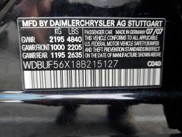 WDBUF56X18B215127 - 2008 MERCEDES-BENZ E 350 BLACK photo 12