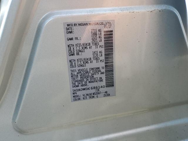 5N1DR2MM5HC686140 - 2017 NISS PATHFINDER S Արծաթագույն լուսանկար 13