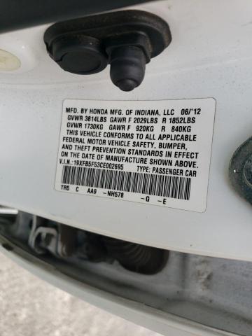 19XFB5F53CE002695 - 2012 HONDA CIVIC NATURAL GAS WHITE photo 12