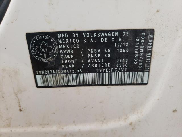 3VW2K7AJXDM412395 - 2013 VOLKSWAGEN JETTA BASE 白色 照片 12