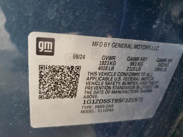 1G1ZD5ST9SF121571 - 2025 CHEVROLET MALIBU LT BLUE photo 12