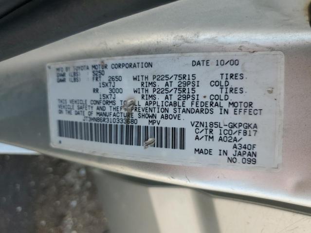 JT3HN86R310333680 - 2001 TOYOTA 4RUNNER SR5 SILVER photo 12