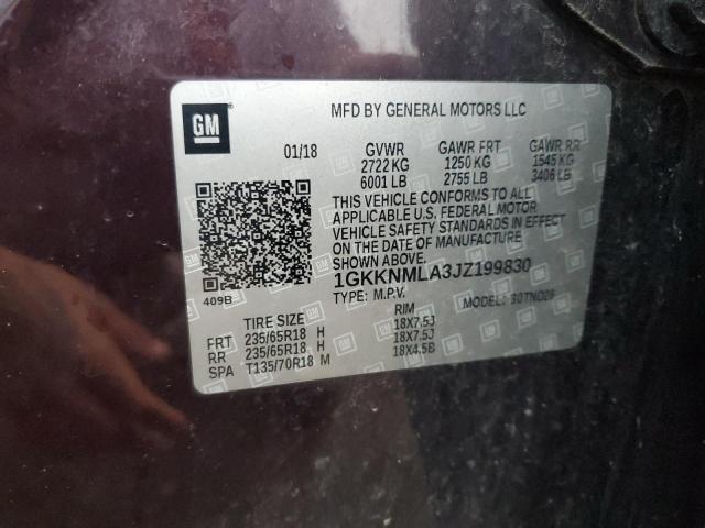 1GKKNMLA3JZ199830 - 2018 GMC ACADIA SLT-1 Марун фото 13