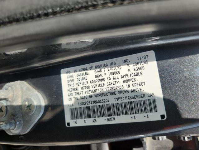 1HGCP26738A045207 - 2008 HONDA ACCORD EX GRAY photo 13