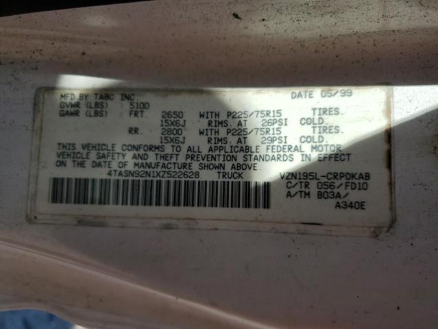 4TASN92N1XZ522628 - 1999 TOYOTA TACOMA XTRACAB PRERUNNER თეთრი ფოტო 12