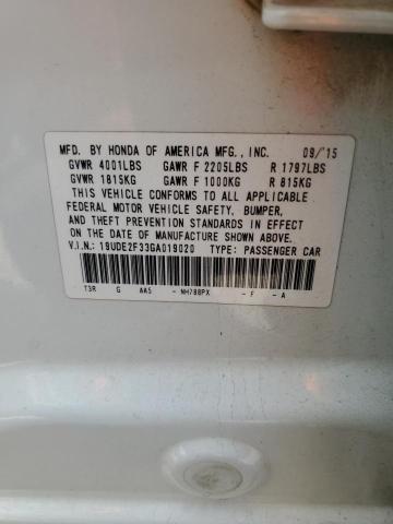 19UDE2F33GA019020 - 2016 ACURA ILX BASE WATCH PLUS WHITE photo 12