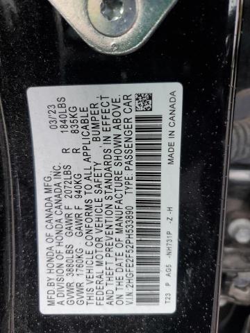 2HGFE2F52PH533890 - 2023 HONDA CIVIC SPORT 黑色 照片 12