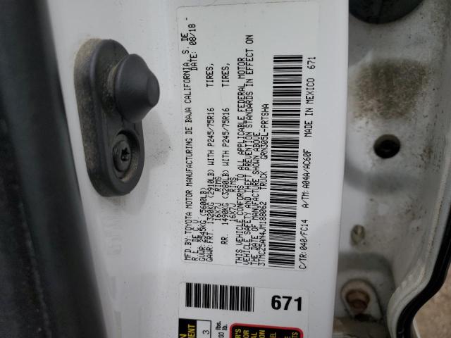 3TMCZ5AN4JM188062 - 2018 TOYOTA TACOMA DOUBLE CAB 白色 照片 13