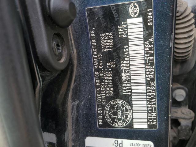 4T1BF1FK2DU687451 - 2013 TOYOTA CAMRY L GRAY photo 13