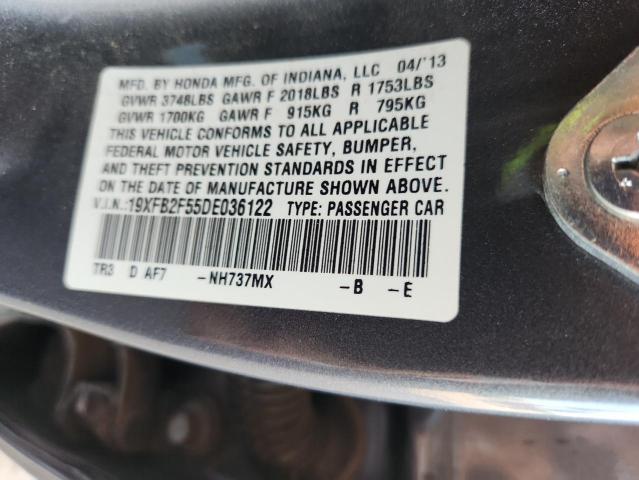 19XFB2F55DE036122 - 2013 HONDA CIVIC LX GRAY photo 13