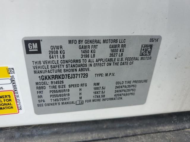 1GKKRRKD7EJ371729 - 2014 GMC ACADIA SLT-1 WHITE photo 13