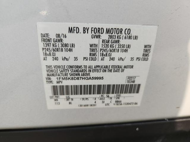 1FM5K8D87HGA59995 - 2017 FORD EXPLORER XLT 白色 照片 13