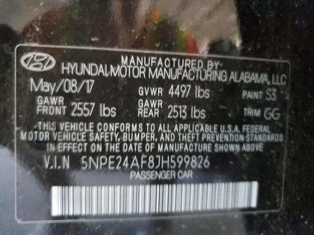 5NPE24AF8JH599826 - 2018 HYUNDAI SONATA SE BLACK photo 12