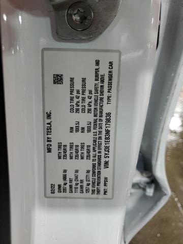 5YJ3E1EB3NF179836 - 2022 TESLA MODEL 3 Ağ foto 13