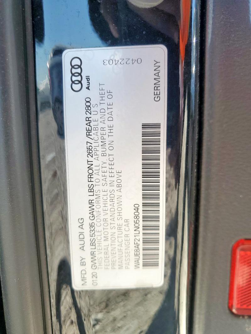 WAUE8AF21LN058040 - 2020 AUDI A6 PREMIUM PLUS 黑色 照片 12