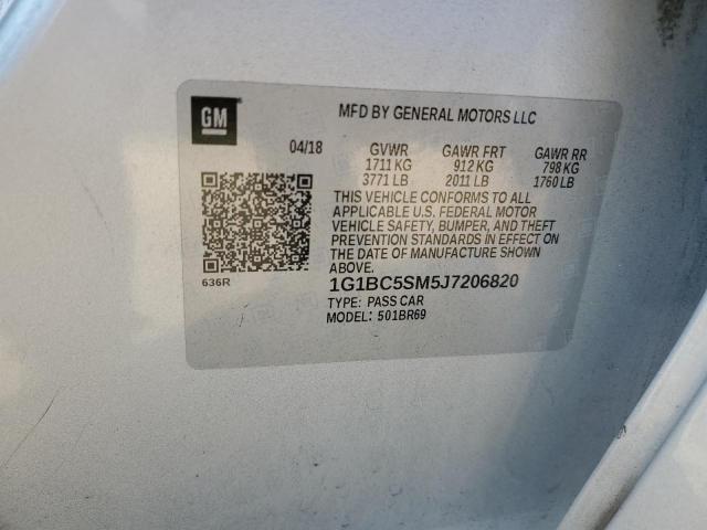 1G1BC5SM5J7206820 - 2018 CHEVROLET CRUZE LS ვერცხლისფერი ფოტო 12