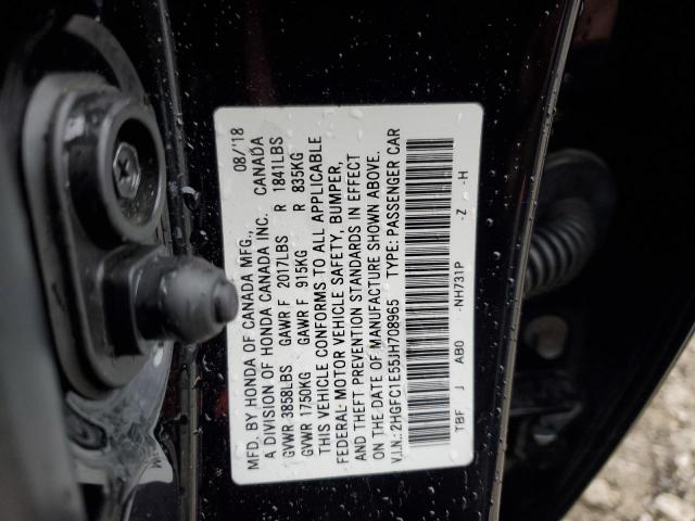 2HGFC1E55JH708965 - 2018 HONDA CIVIC SI შავი ფოტო 13