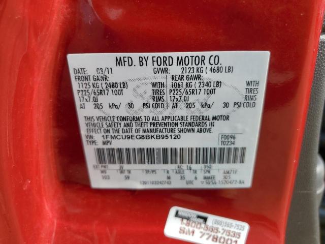 1FMCU9EG8BKB95120 - 2011 FORD ESCAPE LIMITED მუქწითელი ფოტო 13