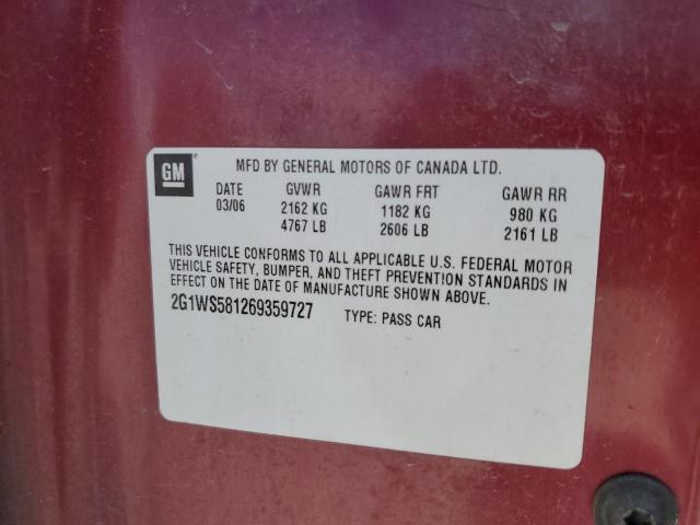 2G1WS581269359727 - 2006 CHEVROLET IMPALA POLICE 红色 照片 12