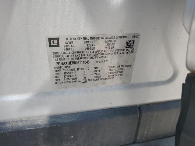 2GNAXHEV0J6111845 - 2018 CHEVROLET EQUINOX LS 银色 照片 13