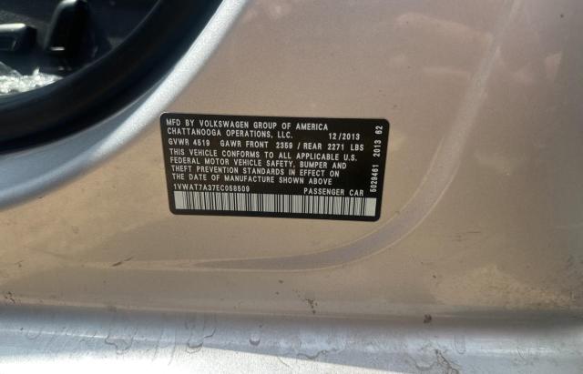1VWAT7A37EC058509 - 2014 VOLKSWAGEN PASSAT S GRAY photo 10