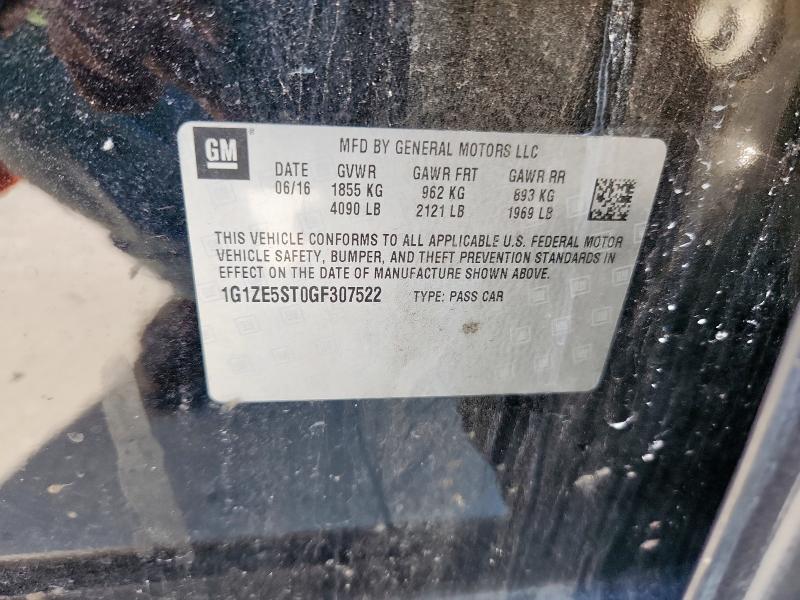 1G1ZE5ST0GF307522 - 2016 CHEVROLET MALIBU LT BLACK photo 12