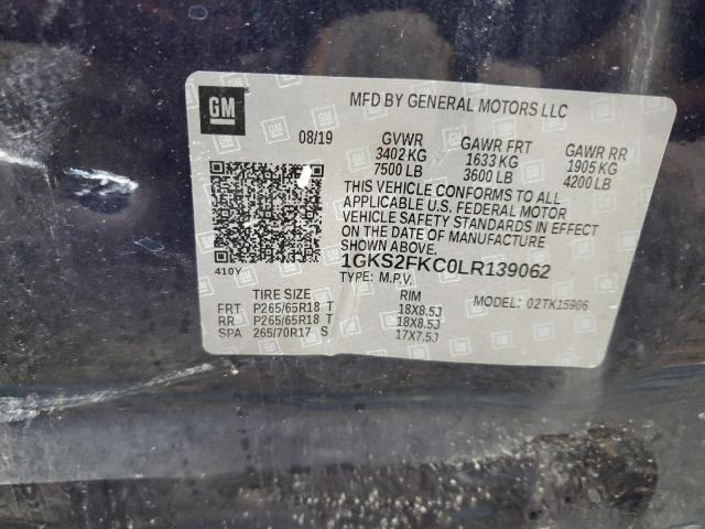 1GKS2FKC0LR139062 - 2020 GMC YUKON XL K1500 SLE BLUE photo 12